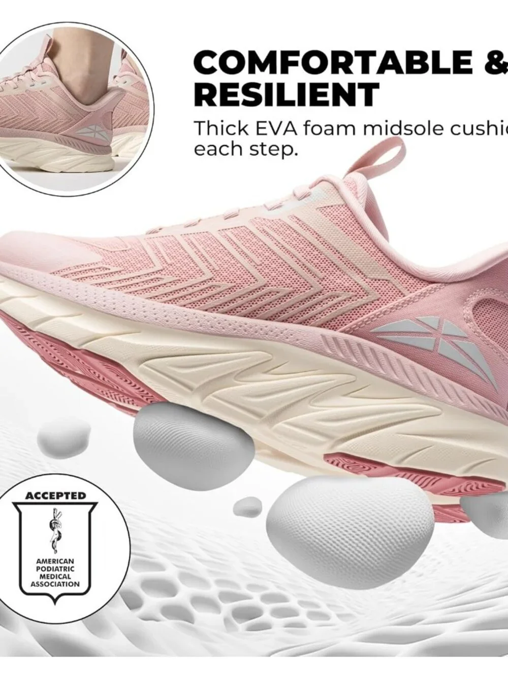 Women's Pink Slip On Walking Shoes Running Comfortable Breathable Sneakers
